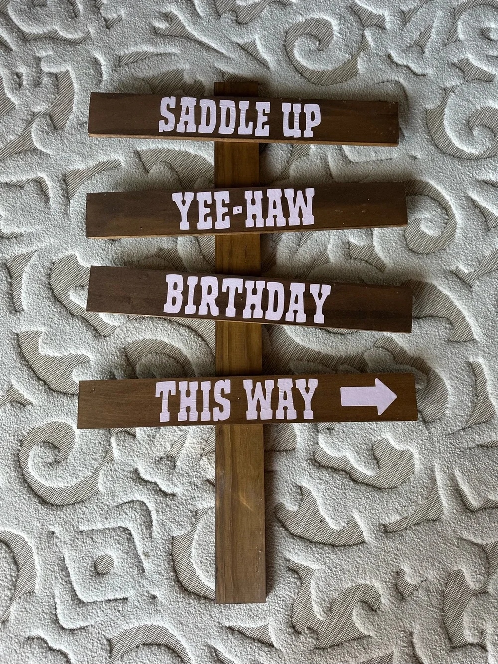 Rustic Brown Hay Bale Display with Pink Accents - MY FIRST RODEO